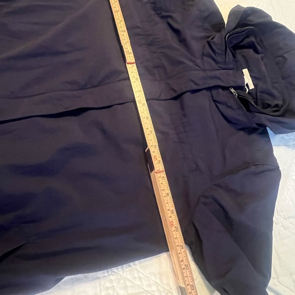 Eileen Fisher Organic Outdoor Cotton Anorak Jacket Navy Pockets Packable Hood MD - Picture 10 of 11